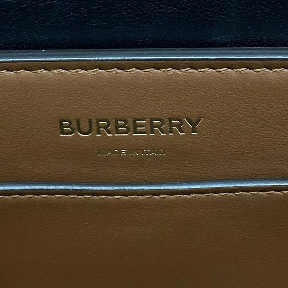 Auth BURBERRY LONDON ENGLAND Canvas Monogram Stripe Belt Tote Beige Dark Brown - Picture 6 of 16
